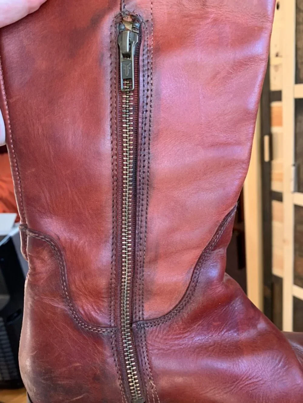 Frye Genuine Leather Knee-High Riding Boots | Burnt Red | Size 9